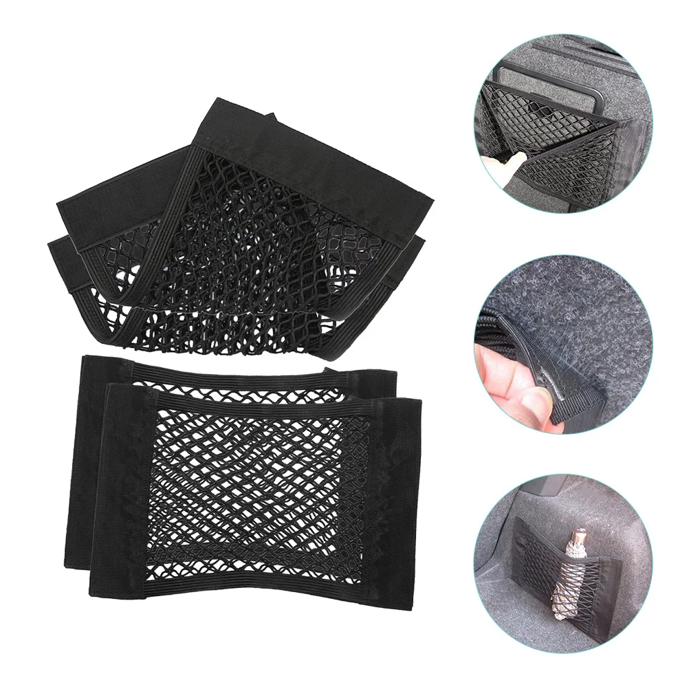 

4Pcs Trunk Mesh Storage Net Car Cargo Organizer Heavy Duty Elastic Net for Luggage Sports Equipment Secure Hold