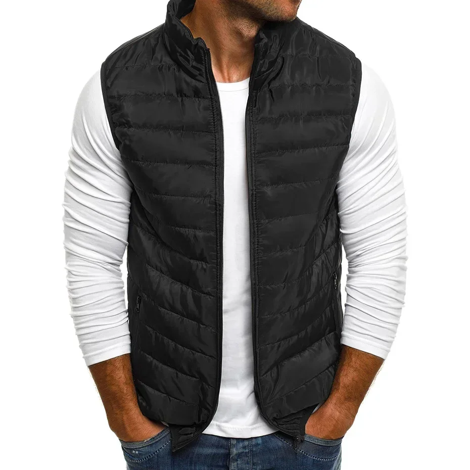 

2024 Vest Men Autumn Jackets Thick Vests Man Sleeveless Coats Male Warm Cotton-Padded Waistcoat Men Gilet Veste