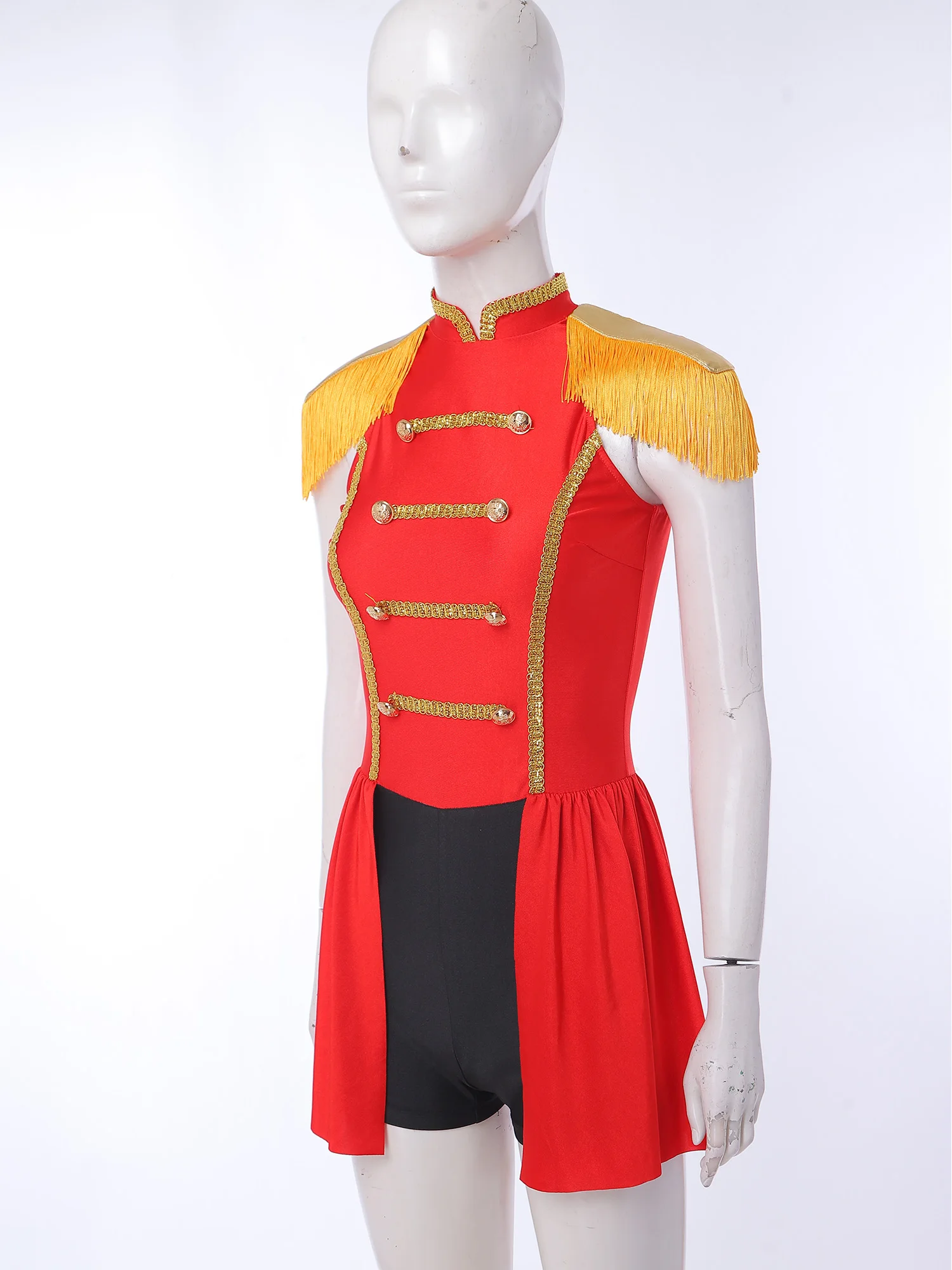 Zirkusdirektor-Cosplay-Kostüm für Damen, langärmelig, glänzende Pailletten, Quasten-Body, Karneval, Party, Rollenspiel, Overall, Clubwear – Detail 23