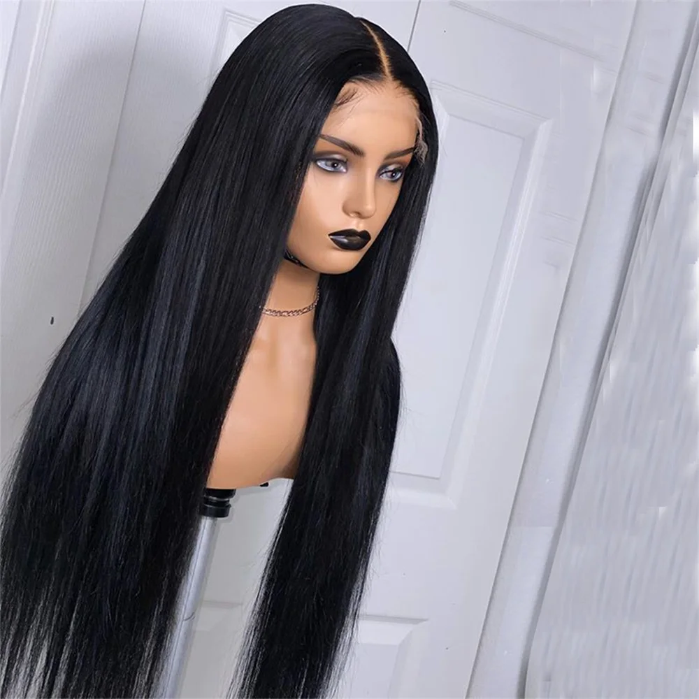 Synthetic Straight Lace Frontal Wigs Easy to Wear Glueless Pre Plucked No Glue Lace Front Wig For Women High Heat Fibre Wigs