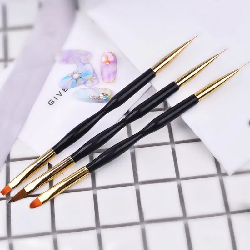 French Stripe Nail Art Liner Brush Set Tips Ultra-thin Line Drawing Pen Dual End UV Gel Painting Brushes Manicure Tools