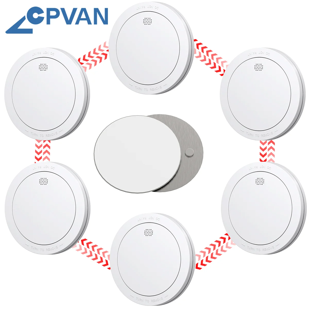 CPVAN Interconnect Smoke Detector Networked Wireless Fire Alarm Home Security protection EN14604 85dB 10Year Battery Smoke Alarm