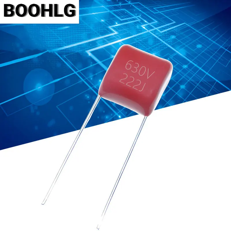 100pcs CBB 222 630V 222J 630V 0.0022uF 2.2nF P10 CBB22  Metallized Polypropylene Film Capacitor