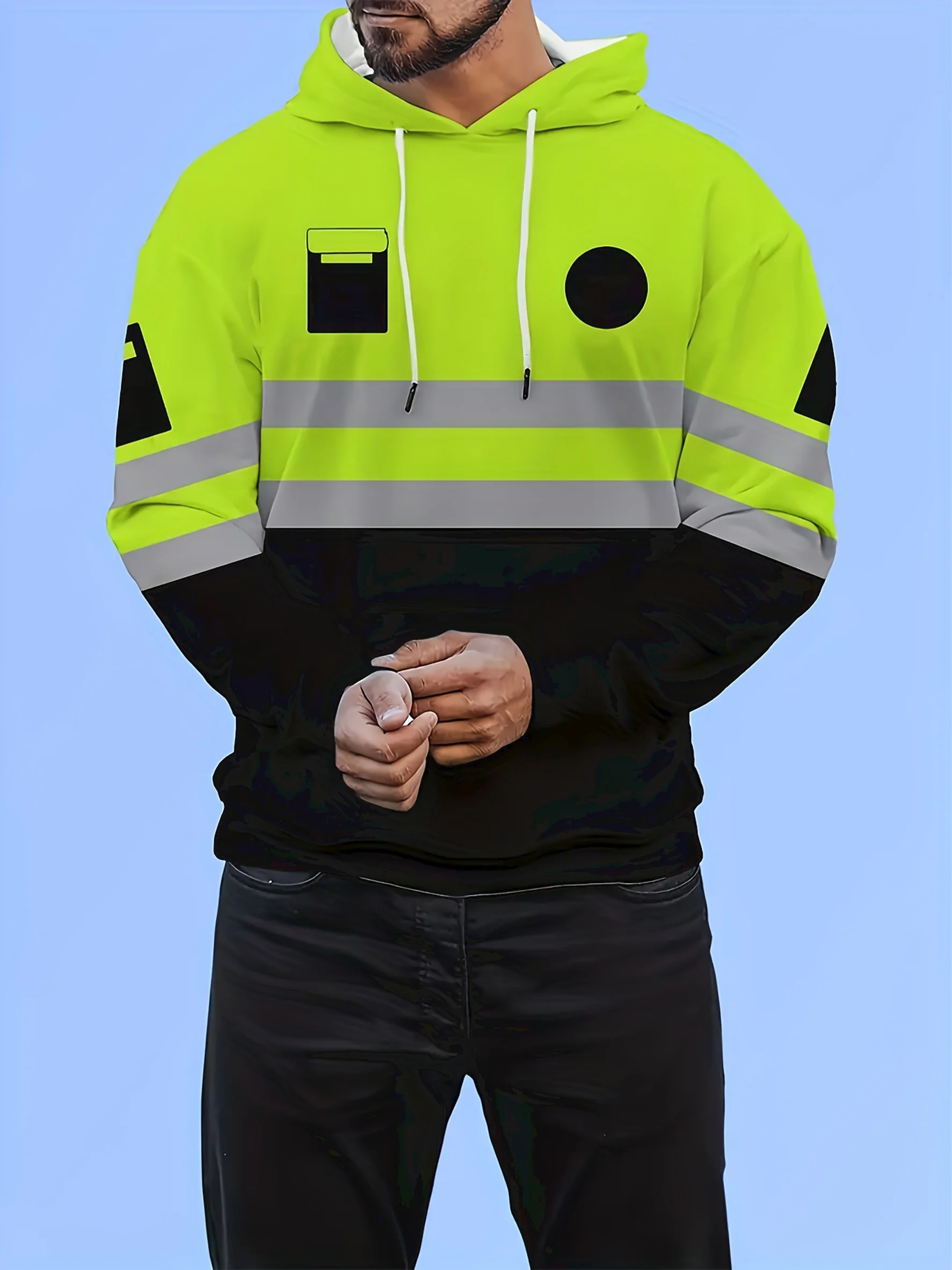 Men's competition themed hoodie with simple blue-green pattern design, club competition, unique gifts for friends and family