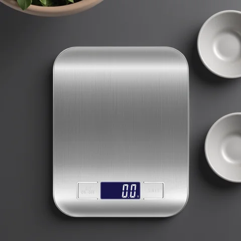 Digital Kitchen Scale 10/5kg-1g LED Display Stainless Steel Panel Electronic Scales for Home Food Snacks Weighing Baking Tools