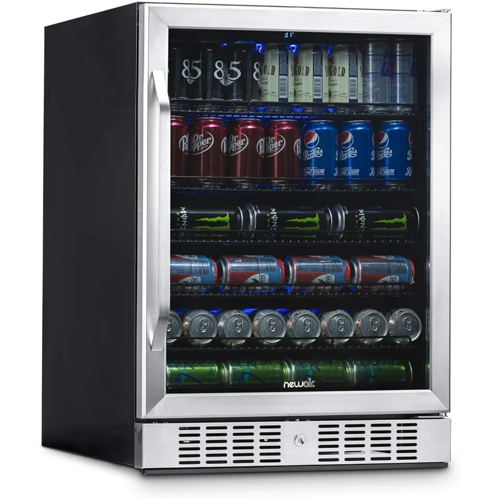 Beverage Refrigerator Cooler with 177 Can Capacity - Stainless Steel Mini Bar Beer Fridge with Reversible Hinge