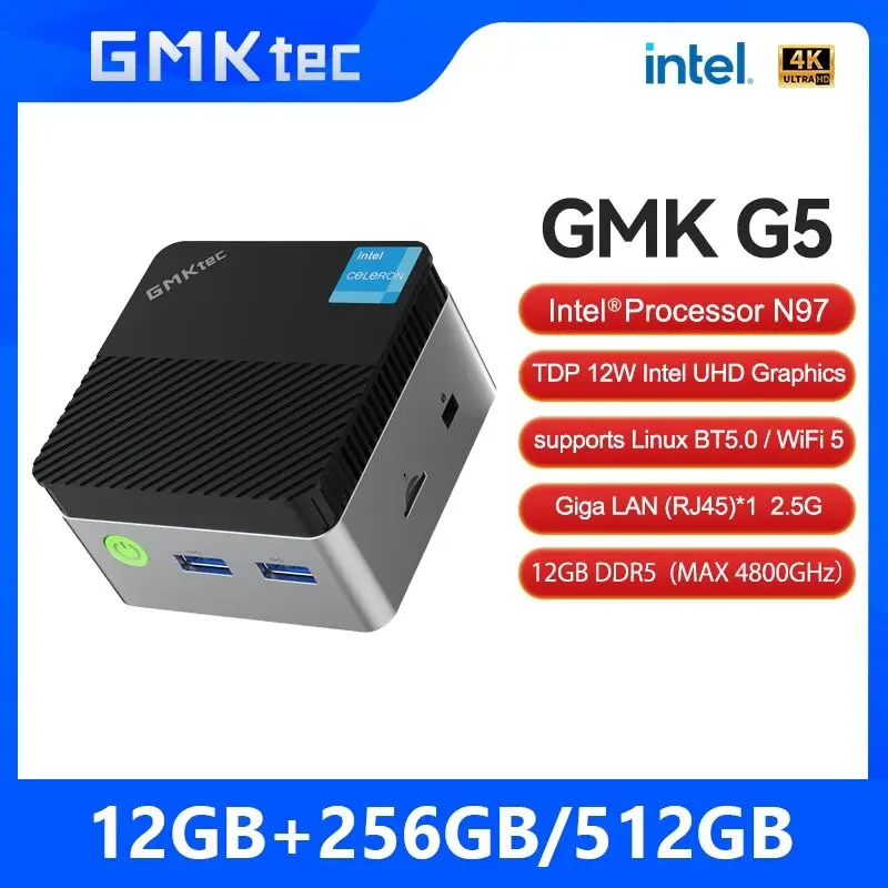 GMKtec 미니 PC GMK G5 NUCBOX 인텔 N97 시스템 윈도우 11 프로 DDR5 4800MHz 와이파이 5 BT 5.0 GMKtec 미니 PC