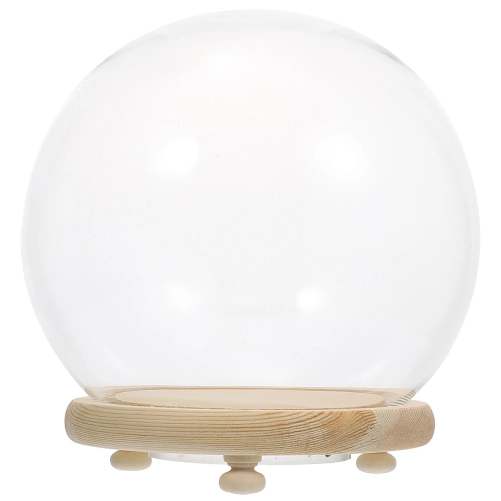 Clear Glass Clear Plates Globes Display Dome Bell Jar Wood Base Led Light 13Cm Diy Craft Gift Keepsake Globe Display Case