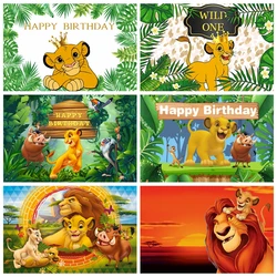 Custom Name Lion King Baby 1st Birthday Backdrop Photography Jungle Animal Newborn Portrait Photographic Background Photo Studio