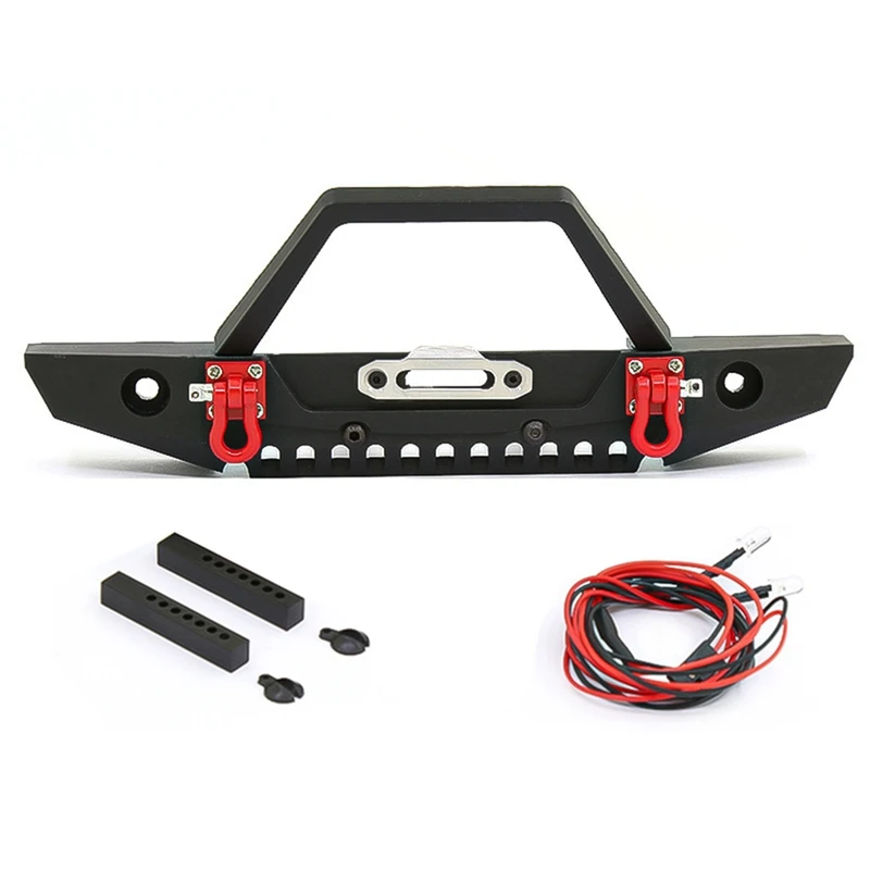 Metal Front Bumper With Led Lights For 1/10 RC Crawler Car Axial SCX10 II 90046 TRAXXAS TRX-4 TRX4