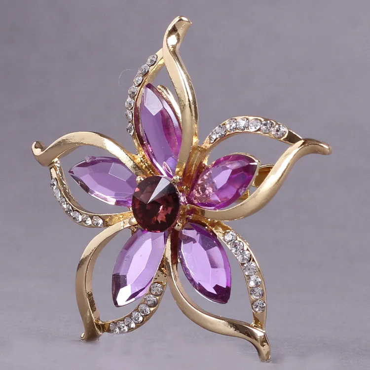 كريستال خمس أوراق زهرة بروش رومانسية الأزياء والمجوهرات والاكسسوارات سحر فتاة عاشق هدية الصيف عيد ميلاد جودة دروبشيبينغ #2