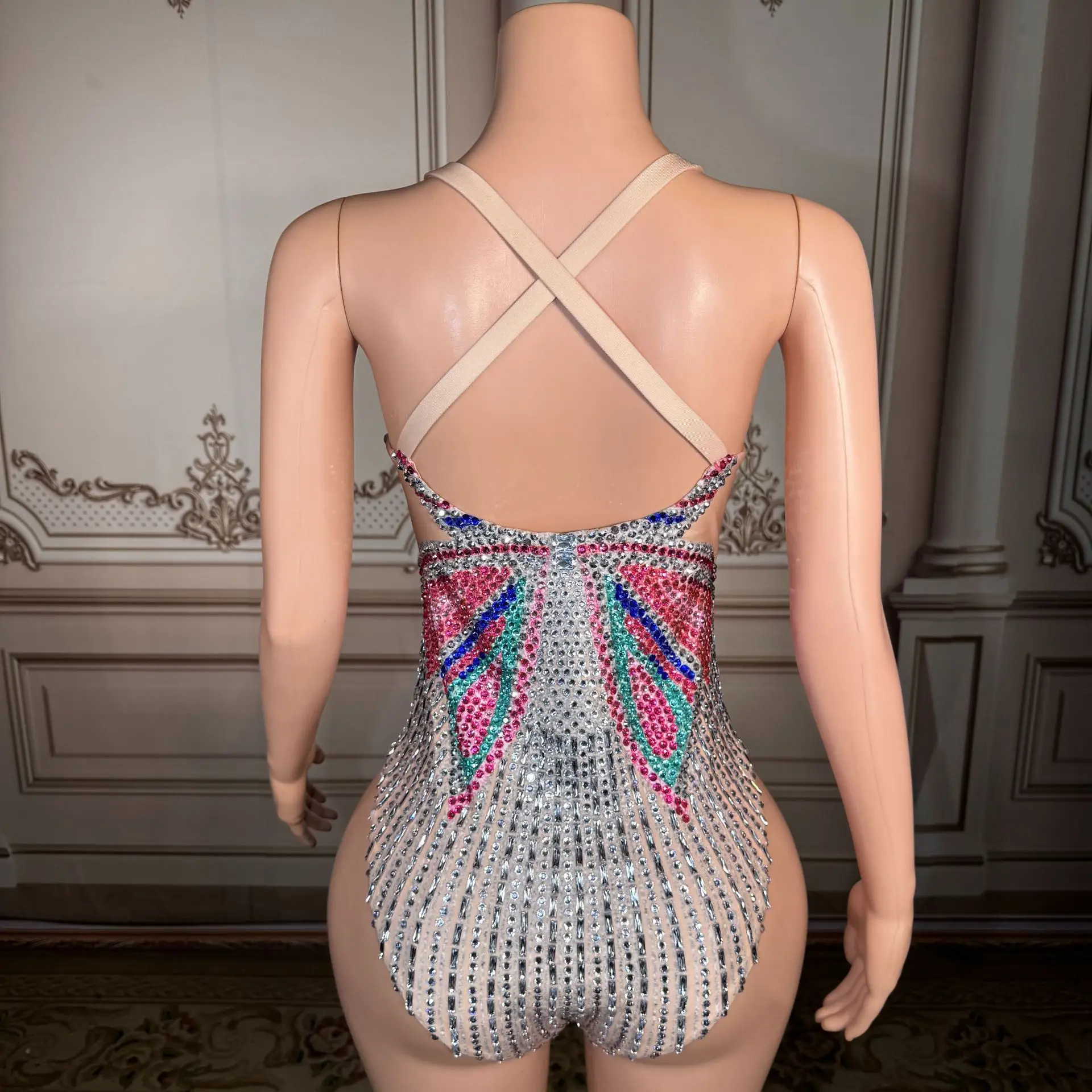 Top Selling Products 2025 Beaded Rhinestone Stage Performance Costume Blue Tassels Chic Latin Competition Dress