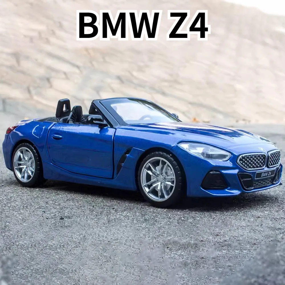 

Масштаб 1/30 BMW Z4 M40i, модель автомобиля из сплава, игрушка, литые под давлением двери, открытые суперкар, звук, свет, откатные модели транспортных средств для детей, подарки