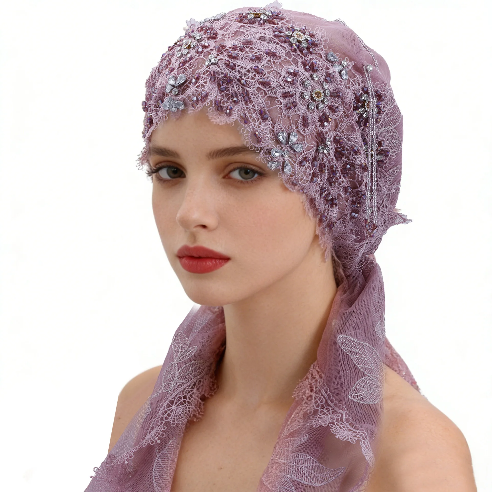 

Headscarf Hat New Hui Fashion Yarn Handmade Beaded Tassel Headscarf Ethnic Style