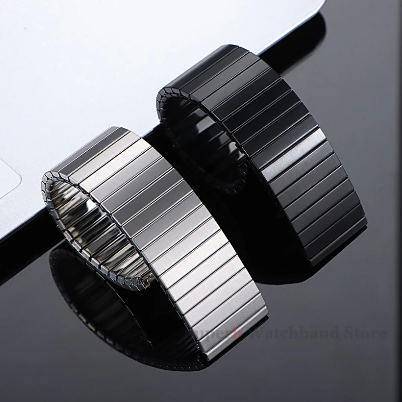 14 مللي متر 16 مللي متر 18 مللي متر 20 مللي متر 22 مللي متر الفولاذ المقاوم للصدأ مطاطا تمتد حزام ل سوار ساعة ذكية الرجال النساء المعادن التوسع حزام اكسسوارات