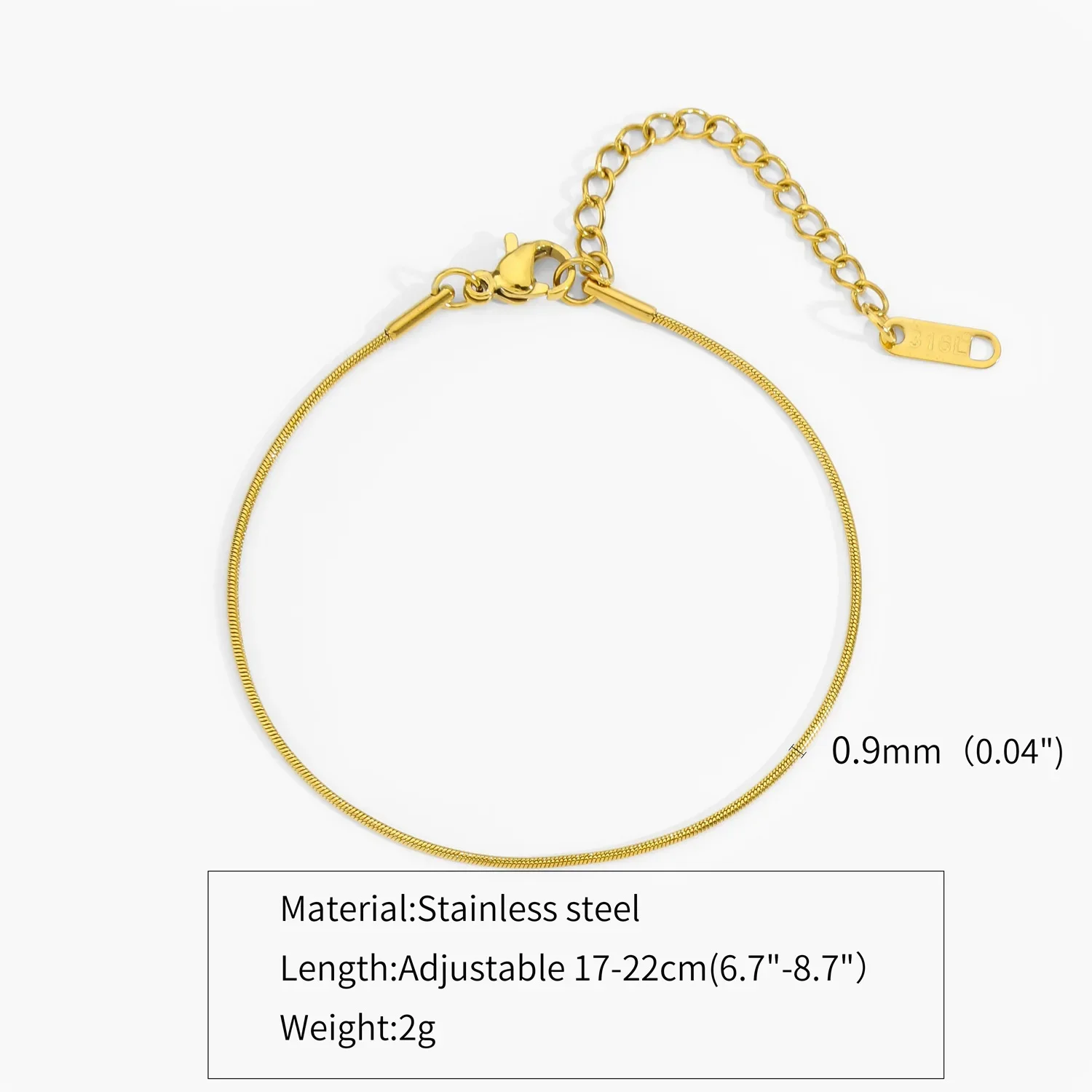 Nueva pulsera de cadena de serpiente de acero inoxidable ultrafina, pulsera Simple de Color dorado para mujer, accesorios de joyería de moda INS