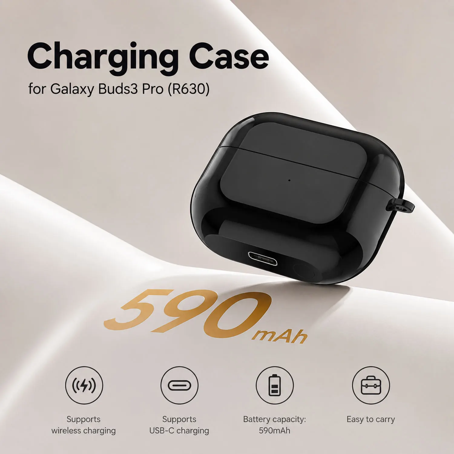 Estojo de carregamento para fones de ouvido sem fio, para galaxy buds3 pro (r630), caixa de carregamento tipo c, substituição de estação de carregamento portátil