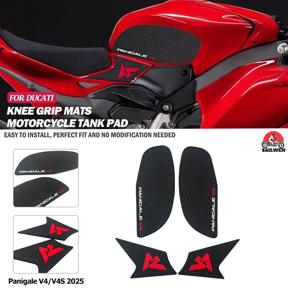 

Motorcycle Anti Slip Sticker Gas Knee Grip Protector Panigale V4 Tank Traction Pad for DUCATI Panigale V4 / V4S 2025 Accessories
