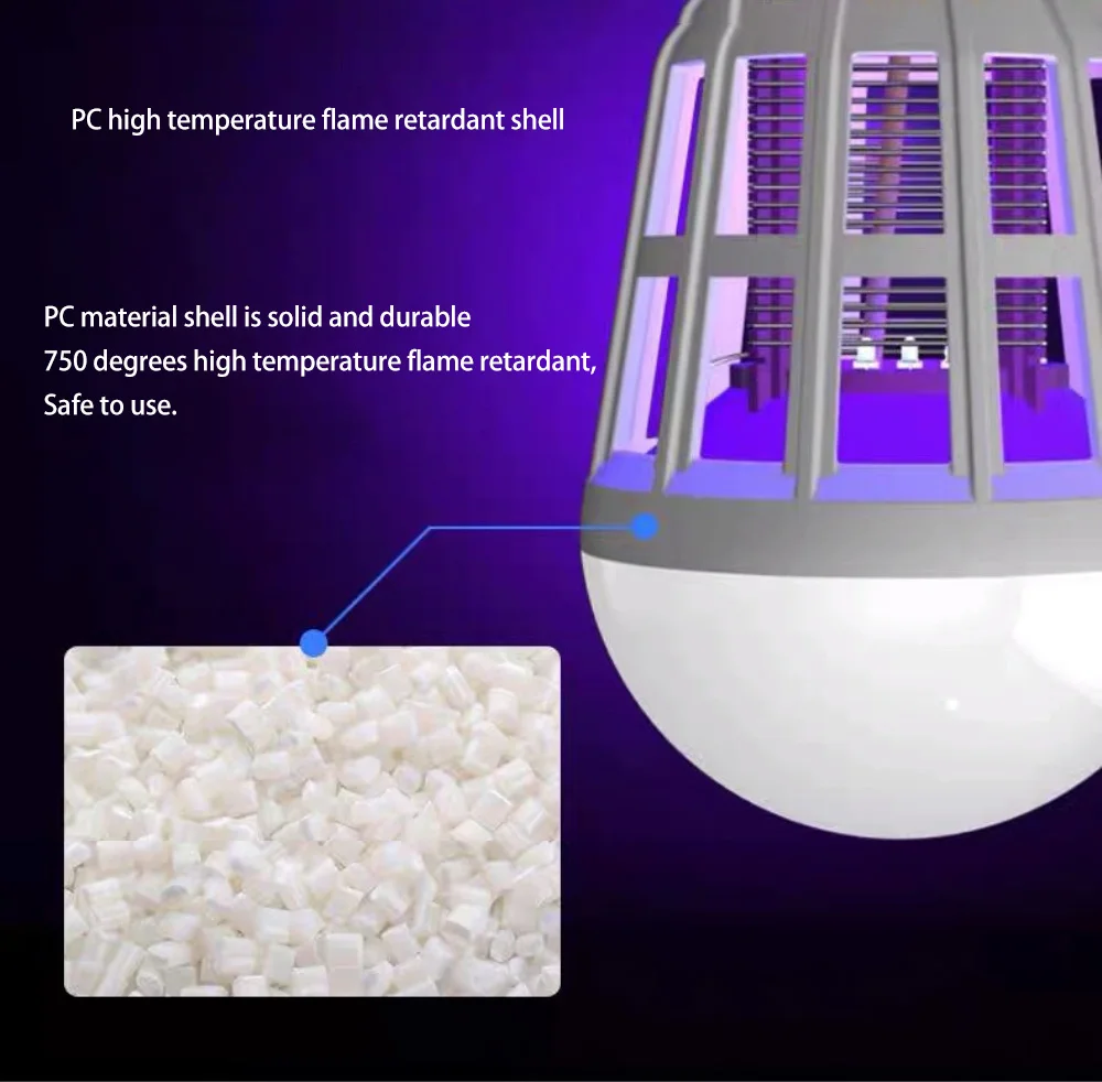 Lâmpada interna do assassino do mosquito LED, anti repelente de mosquito, bug zapper, luz doméstica, 2 em 1, e27, 9w, ac 175-220v