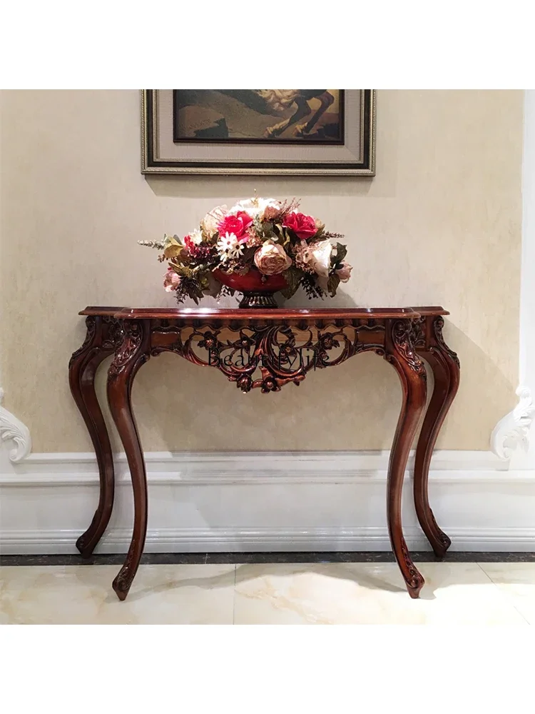 

European entrance table solid wood foyer table neoclassical piano paint simple furniture