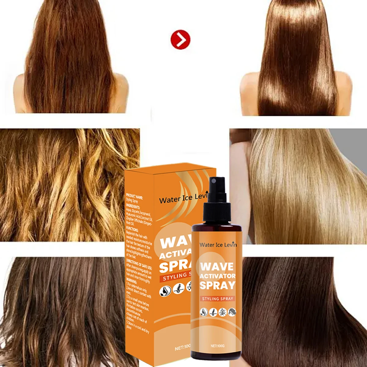 

Wave Activator Styling Spray with Ginger Root Oil & Coconut Oil - Defines Curls, Boosts Shine & Hydrates Hair