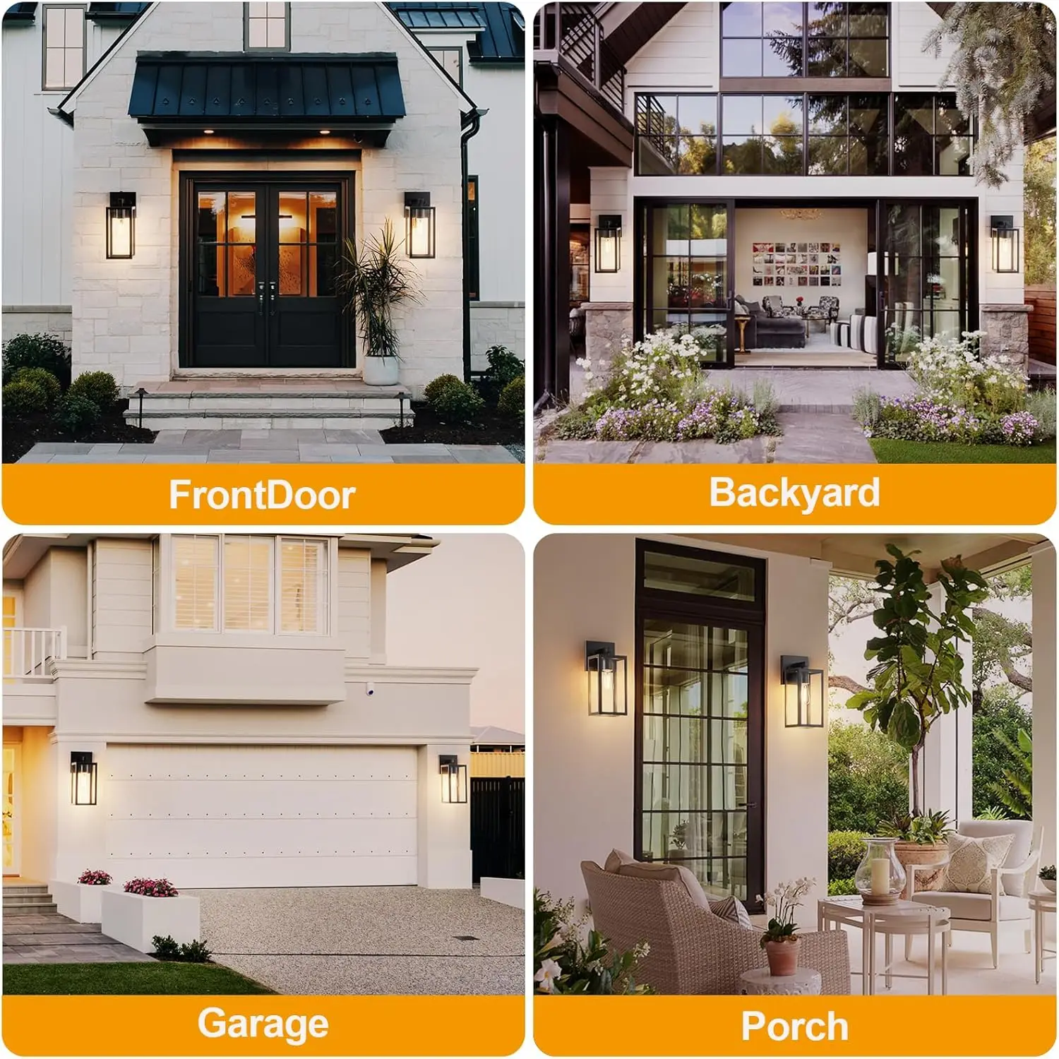 مصباح حائط للشرفة الخارجية، فانوس مقاوم للماء مع إطار وظل زجاجي شفاف، مصباح حائط حديث لممر مدخل الفناء #3