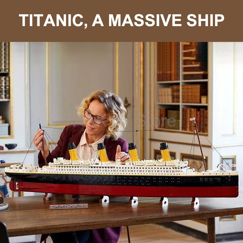 New 9090Pcs MOC Titanic Large Cruise Boat Building Blocks Ship Compatible 10294 Model Toys For Boys Adult Birthday Gifts