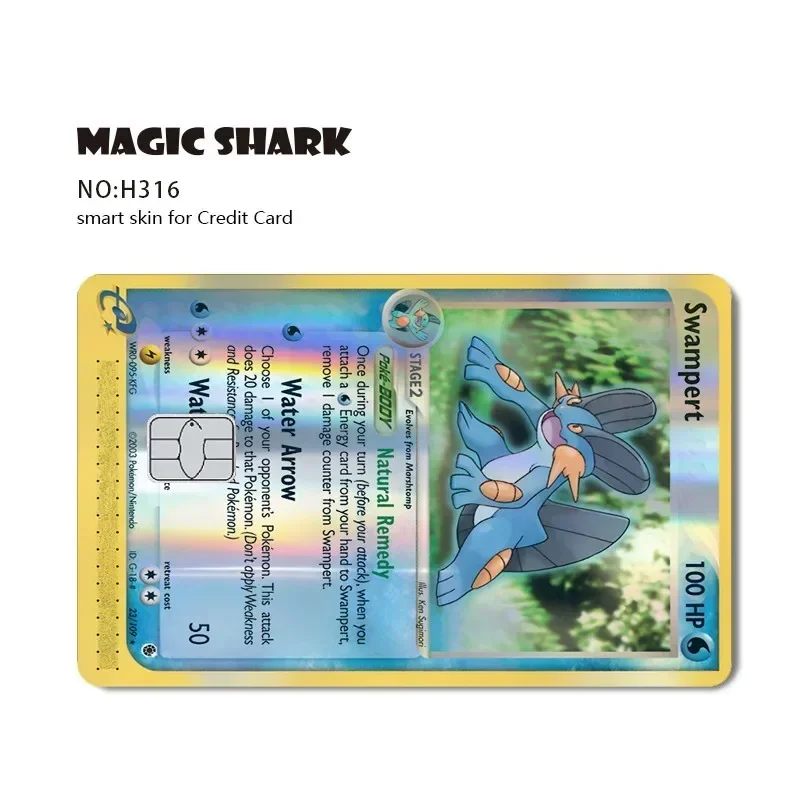 Tiburón mágico lindo Jirachi Celebi TCG holográfico láser débito tarjeta de crédito piel película pegatina cubierta No se decolora lado frontal