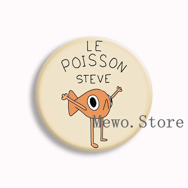 I Love Le Poisson Steve Viral Meme Soft Button Pin Cute Cartoon The French Fish Brooch Badge Bag Decor Jewelry Fans Gifts