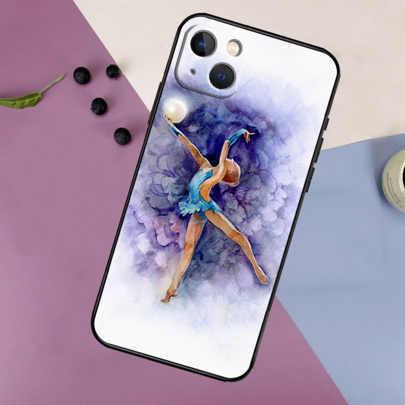 Gymnastics Oil Painting Case For iPhone 16 15 14 13 12 11 Pro Max Mini X XR XS Max 7 8 Plus 2 Bumper Cases Cover