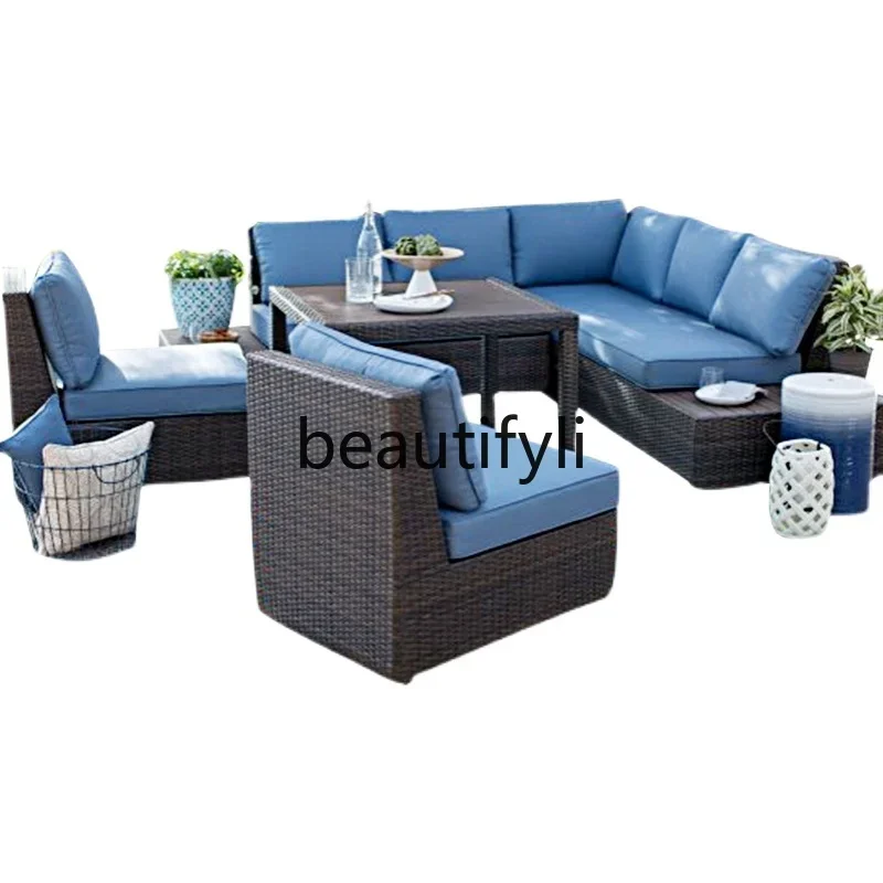 

Outdoor rattan sofa combination balcony courtyard garden rattan chair