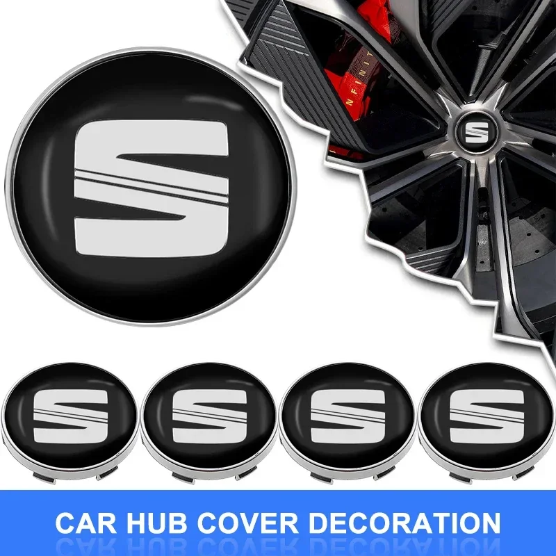 NEW 4pc Car Car Wheel Hub Caps Center Cover Sticker For Seat Leon FR Altea Ibiza Toledo Cordoba Alhambra Arona Ateca Exeo