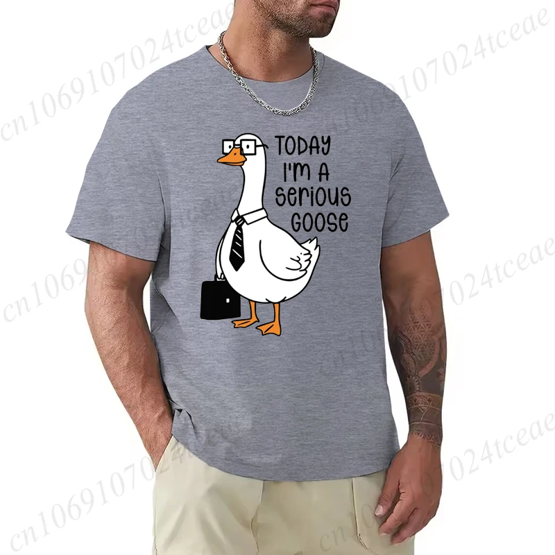 Summer Men's Tee T-shirt with Today I'm A Serious Goose Print T-Shirts Clothing Funny Sarcastic Tops Tees Daily Weekend Gifting