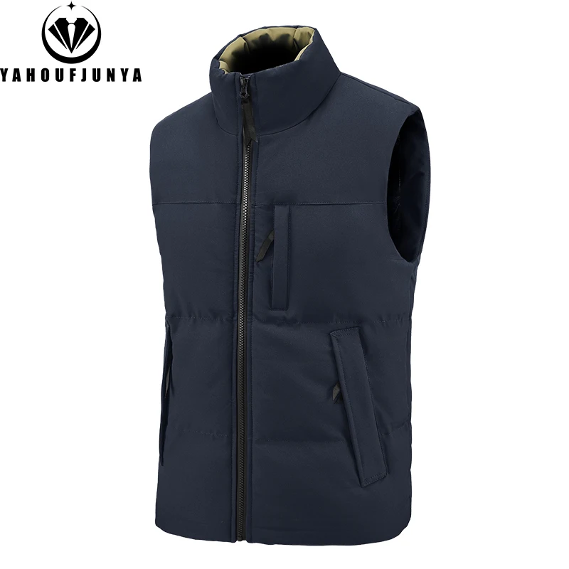 

8XL Winter Men Sleeveless Warm Stand Collar Vest Men Autumn Outdoor Windproof Casual Fashion Loose Brand Zipper Vest Male Coat