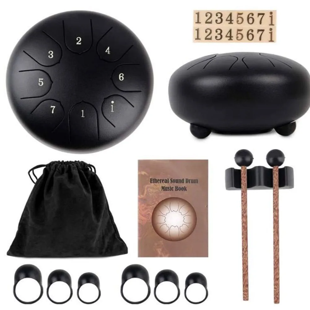 Mini Steel Tongue Drum 6 Inch 11 Notes Hollow Drum Music Drum Ethereal Drum With Carrying Bag Meditation Percussion Instruments