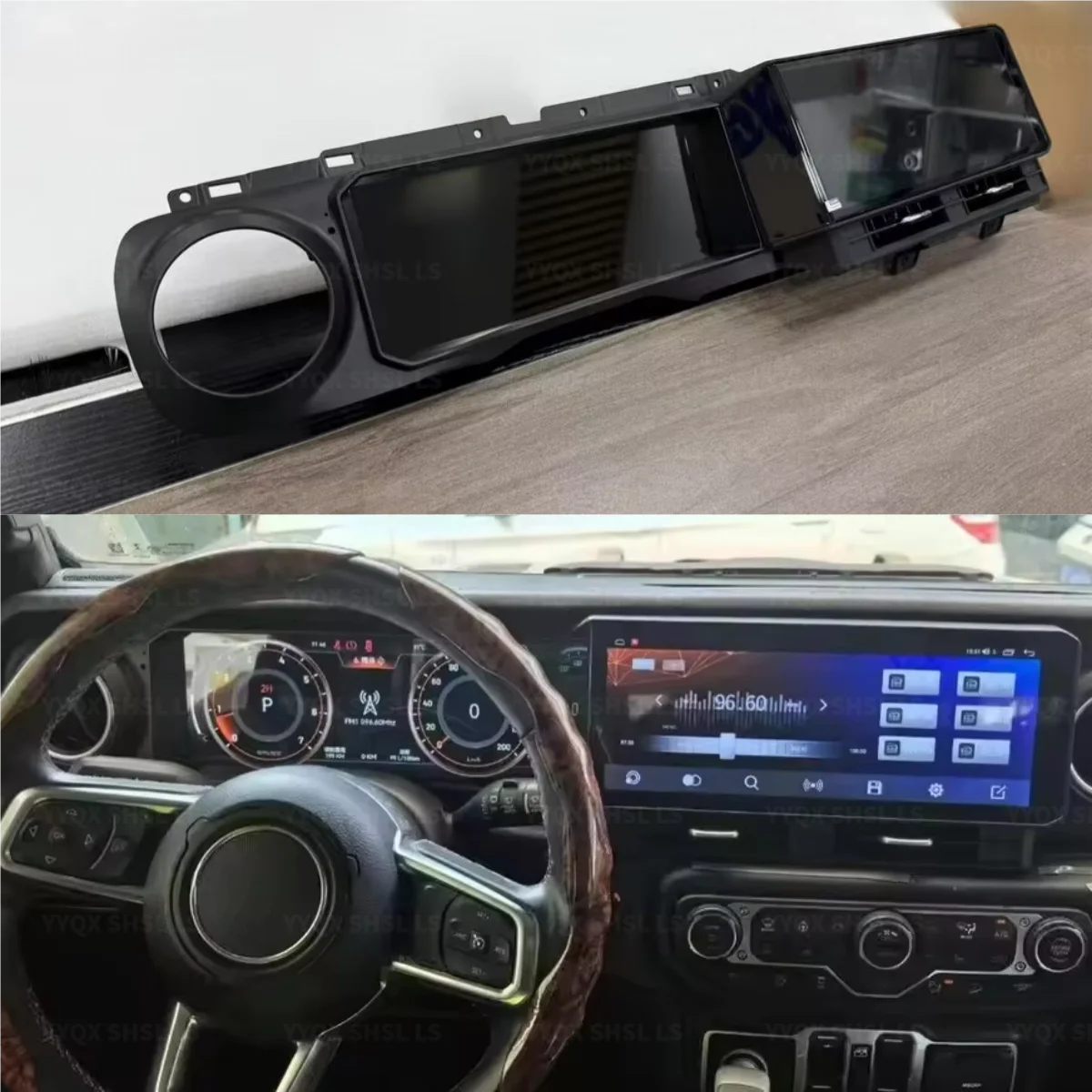 

New 12.3" Multimedia Android Car Radio Dual Screen For Jeep Wrangler JL 2019 2023 Auto Head Unit Monitor Digital Dashboard Panel