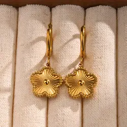 Flower Drop Earrings for Women, Stainless Steel Lucky Earring Wholesale