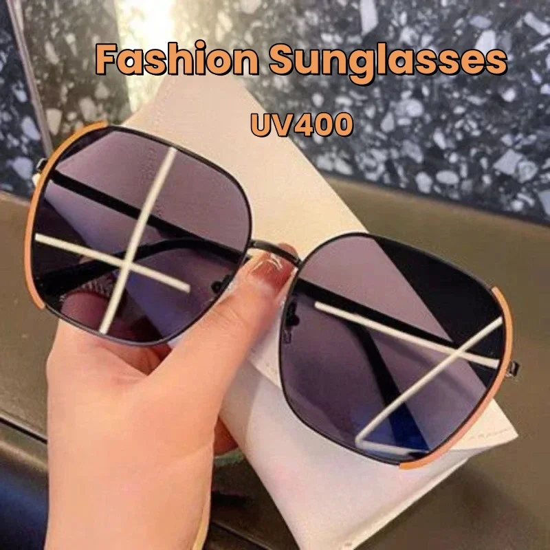 

New Personalized Women's Metal Frame Sunglasses Women's Fashion Street Photography Trend Versatile Glasses UV400 Shades Eyewear