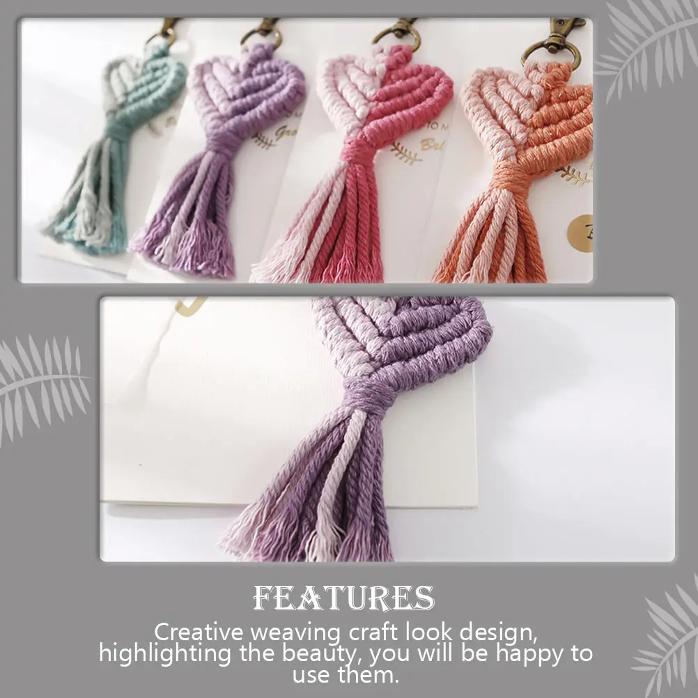 

Heart Keychain Valentine's Day Themed Keyholder Decor Pendant Romantic DIY Decoration Knitting Craft Shaped Tassel