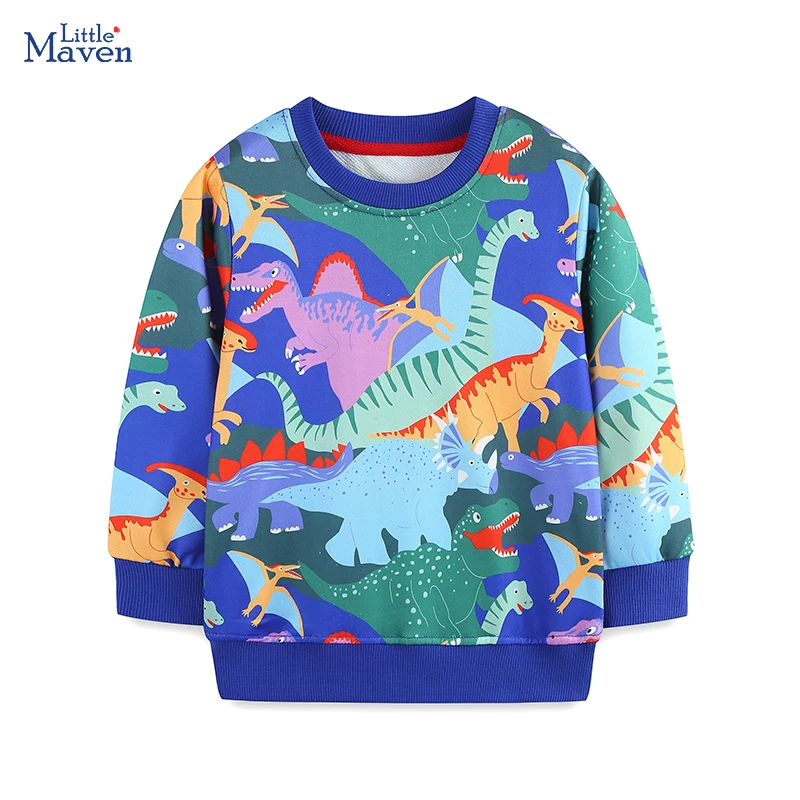 

Детская одежда Little maven, топы с длинными рукавами для мальчиков, свитшот с рисунком динозавров для маленьких мальчиков, детская одежда, костюм для мальчиков