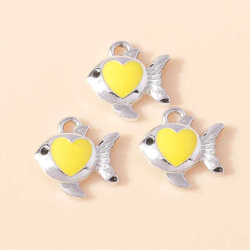 Leslie 10 Stück neue Cartoon bunte Herz Goldfisch Clown Fisch Charms Anhänger für Schlüsselanhänger Ohrringe DIY Schmuckherstellung Zubehör – Detail 4