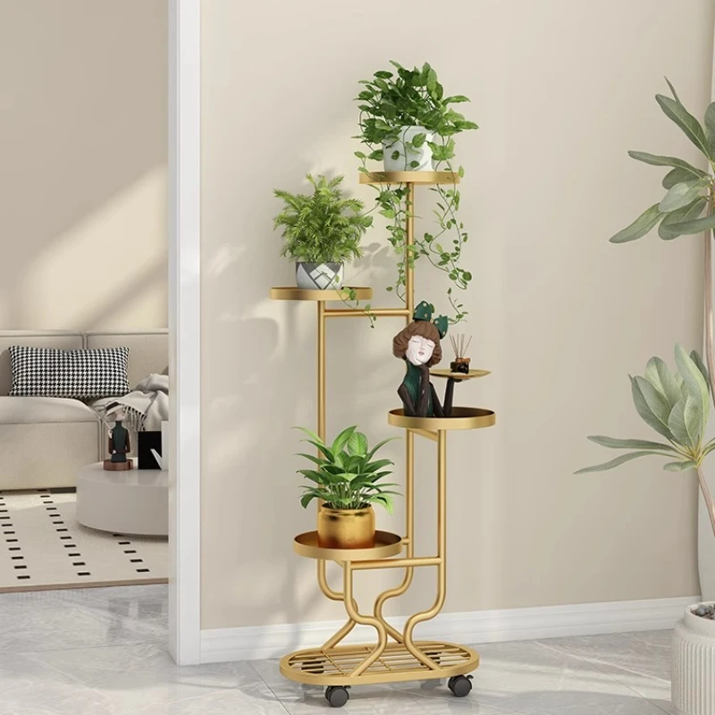 デザイナー製の多層式プラントスタンド、ミッドセンチュリースタイルのフロアシェルフ、リビングルーム用フラワーポットディスプレイホルダー、多肉植物、バルコニーオーガナイザー