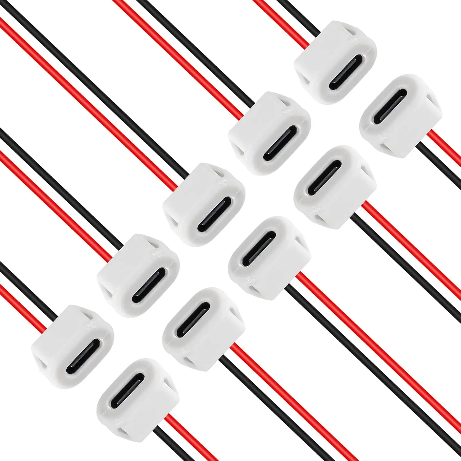 10PCS Type-C Female Chassis 2Pin Solder Wire Type USB C Pigtail Cable Extension Power Cable USB-C Plug to Bare Wire Open End