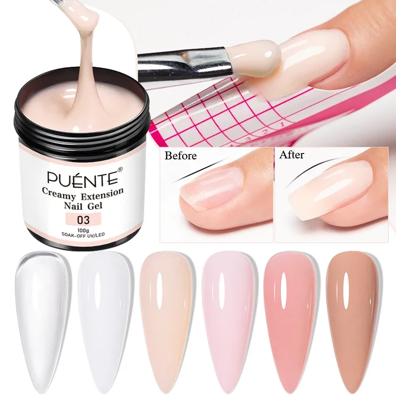 100g Big Volume Creamy Extension Nail Gel Polish Clear White Nude Pink Color Builder Nail Gel Soak Off UV Gel For Nail Extension