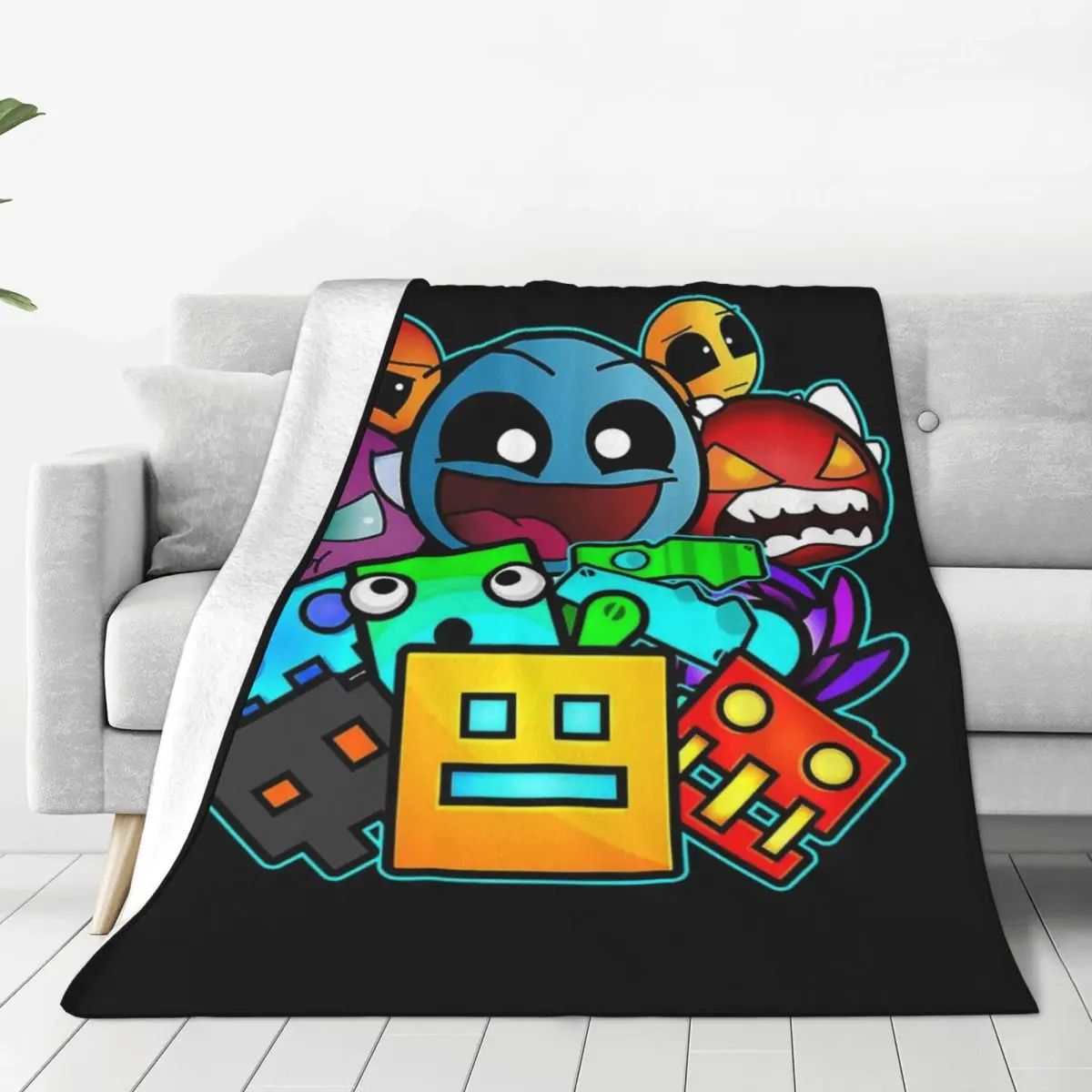 Geometry Dash Old School Gaming Four Seasons Universal Blanket Air-Conditioned Room Can Be Covered Halloween Gifts