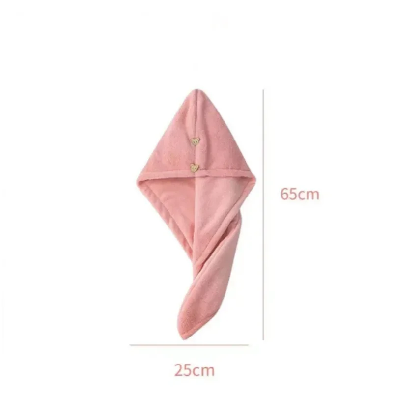 Care Cap with Button Super Absorbent Hair Towel Wrap Fast Drying Hair Wraps Women Bathroom Accessories Microfiber Hair Towel