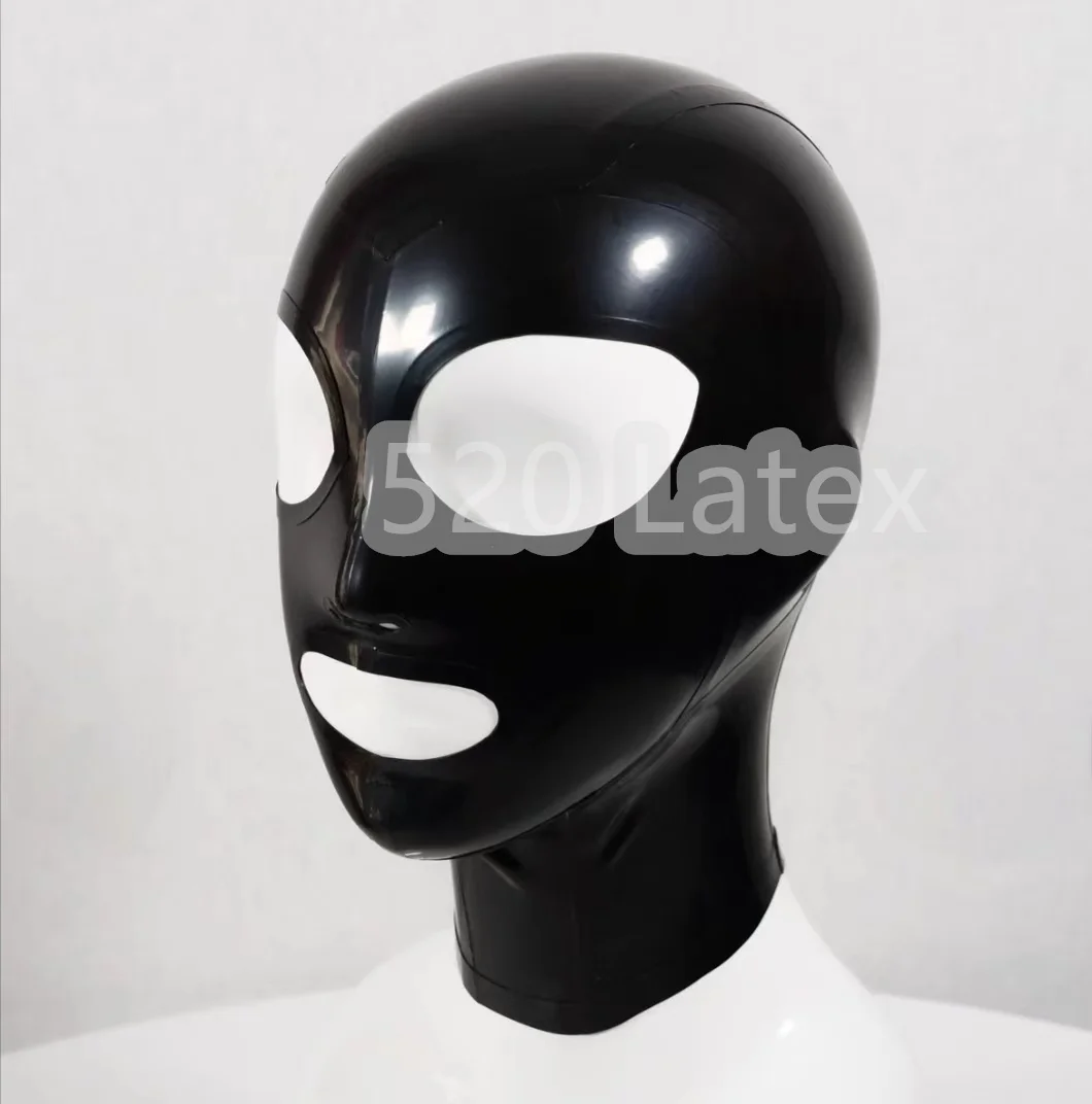 

Handmade Black Natural Latex Mask Catsuits Bodysuit Hood Cosplay Mask Party Latex Hoods Rubber Hood