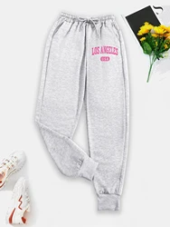 Los Angeles printed sweatpants, spring and autumn casual drawstring jogging bottoms, women's clothing