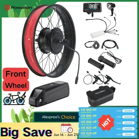 Fat Tire Electric Bike Conversion Kit - 20"/26" 750W Front Hub Motor E-Bike Complete Kit, Cruise Control & Multi-Drive Mode