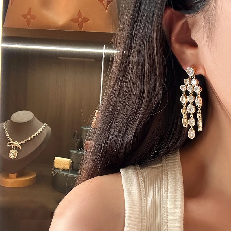 Baroque court vintage exaggerated round drop tassel luxury elegant earrings for women